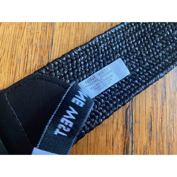 NINE WEST Wide Black Stretch Raffia Waist Belt sz M/L - Picture 7 of 10